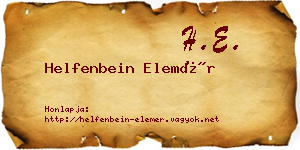 Helfenbein Elemér névjegykártya